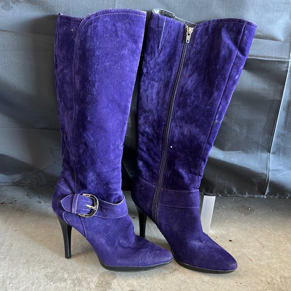 Purple calf length boots